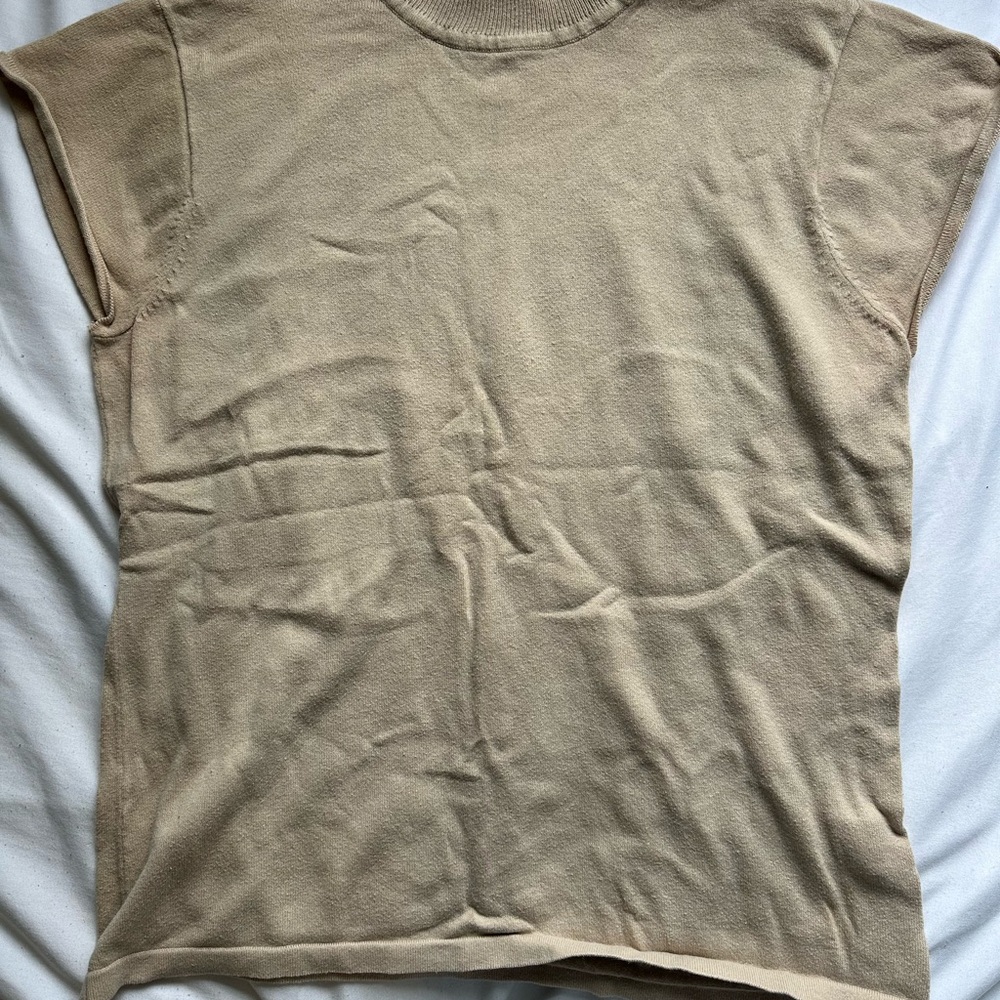 Studio Works Beige Knit Sleeveless Top